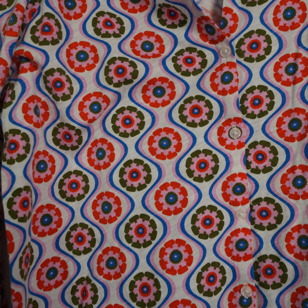 Boden‎ Button Down Top Womens 6 Multicolor Retro Floral Geometric Cotton T1520 - Picture 7 of 8